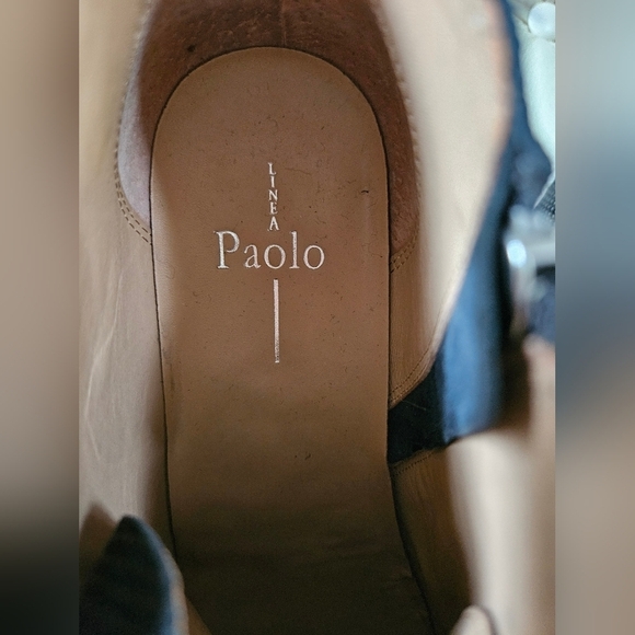 Linea Paolo Black Glitter Leather Wedge Bootie Side Zip-Size 8.5 - Picture 5 of 9